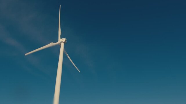 White wind turbine generating renewable energy