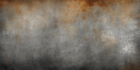 Obraz premium A dark aged rusty metal texture featuring a rough grungy pattern on an old weathered surface with vintage gray concrete and dirty paint streaks
