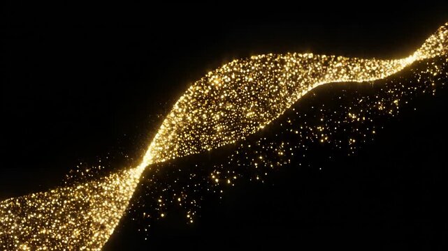 Golden light particles on black background emphasizing modern aesthetics and minimalist design