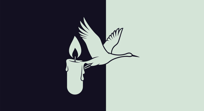 Bird flying with candle flame.