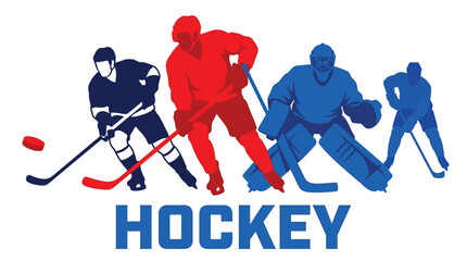 Fototapeta premium Dynamic illustration of professional ice hockey players competing in a fast paced winter sports action game