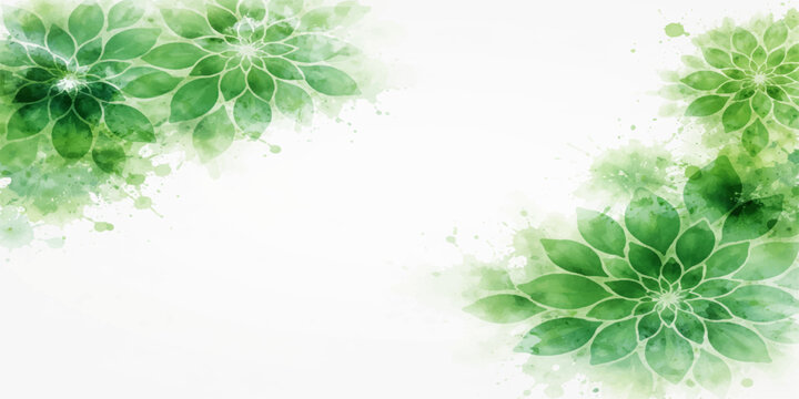 Abstract green floral nature background with fresh grass leaves and decorative spring pattern design