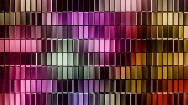 Abstract brick background animation with glowing colorful panels and smooth motion, created in Blender. Perfect for futuristic visuals, loops, VJ, and digital content.