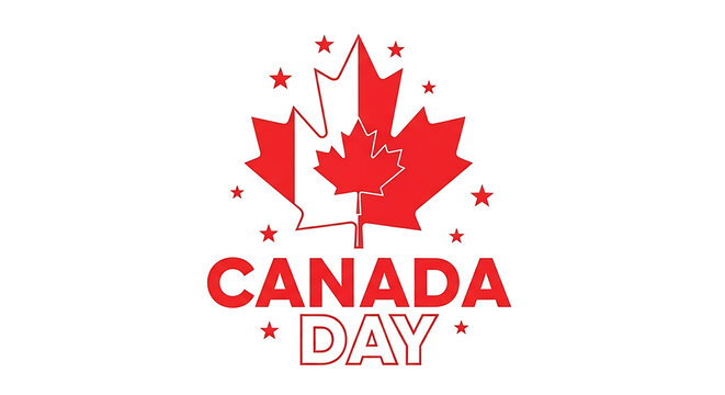 Canada day red maple leaf logo with stars