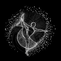 Graceful Dancer Silhouette in Swirling Abstract Light Particles. © Dombo