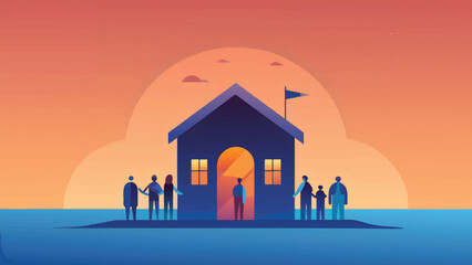 Naklejka premium Together We Build Safe Homes and Brighter Futures for Refugees.eps