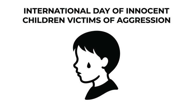 Illustration showing a sad crying child for international day of innocent children victims of aggression awareness