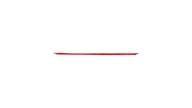 Red hand drawn underline marker stroke isolated on transparent background.