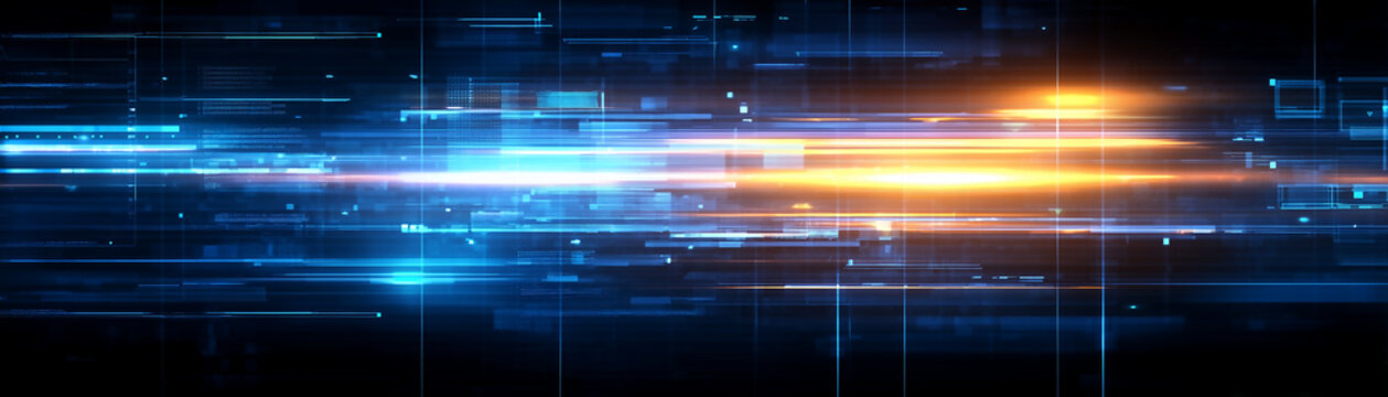 AIデータ転送を表現した未来テクノロジー素材