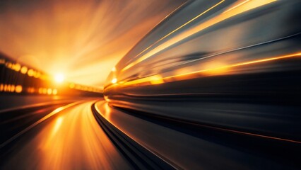 Obraz premium An abstract concept of transportation with dynamic motion blur and warm color gradients.