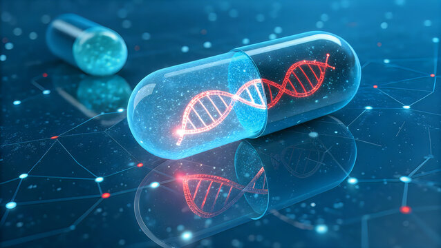Molecular illustration of genetic material within a bacterial cell environment