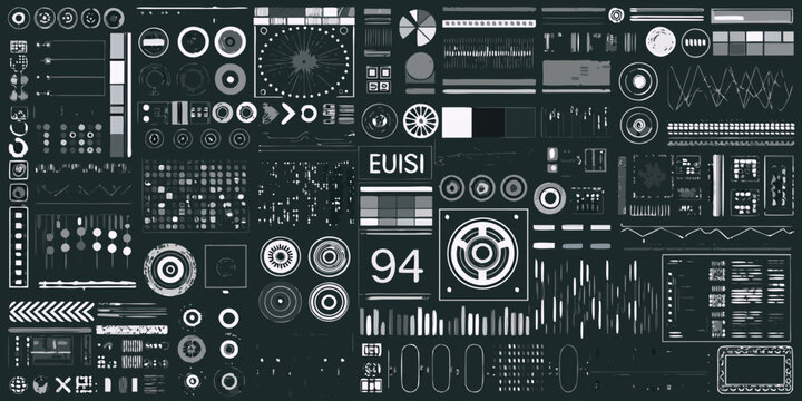 user interface elements collection futuristic technology icons and controls