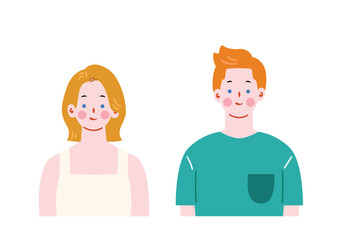 Obraz premium 欧米人の男女のイラスト