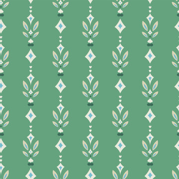 Geometric Floral Leaf Vertical Stripe