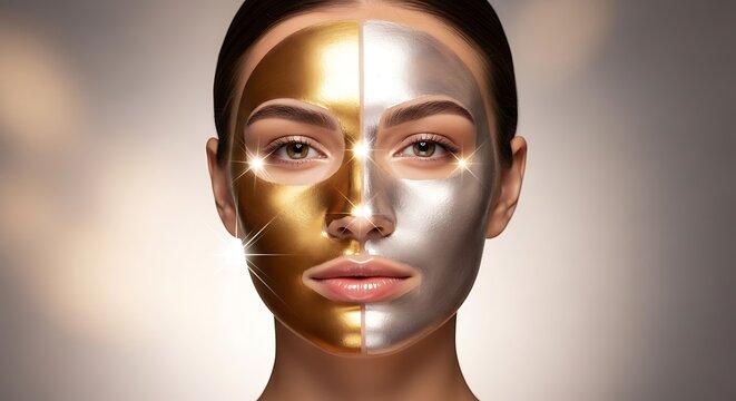 Woman with gold and silver face paint