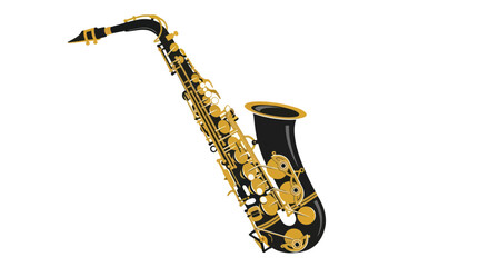 Naklejka premium Black and Gold Saxophone Isolated on White Background