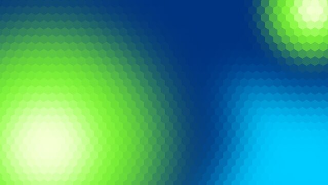 background design with light blue, blue, and light green gradient hexagon pattern surface. gradient with large and small semicircular shapes on 2 sides of the background diagonal