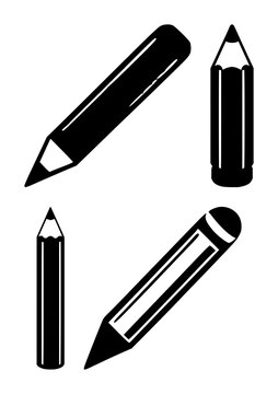 Edit pencil icon set with solid black line style and simple icon design featuring editing, pencil, iconography with minimalism and vector