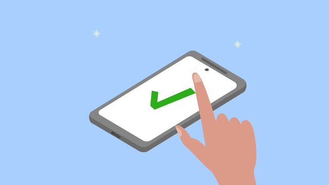 Smartphone displaying a stack of dollar bills which are then confirmed with a checkmark indicating a successful financial transaction or transfer.