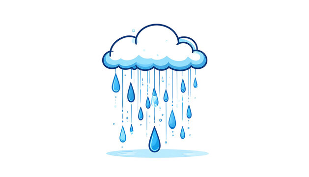 Cartoon cloud raining blue droplets over a light pool