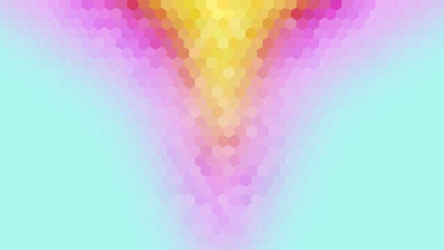 background design with color pastel blue, pink, and yellow gradient hexagon pattern surface. vertical gradient with inverted triangular shape