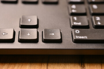 Fototapeta premium Minimal Cinematic Keyboard Macro Shot Featuring Right Arrow Key in Angled Top View with Soft Focus