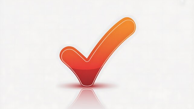 3D checkmark, orange gradient icon, tick symbol, confirmation mark