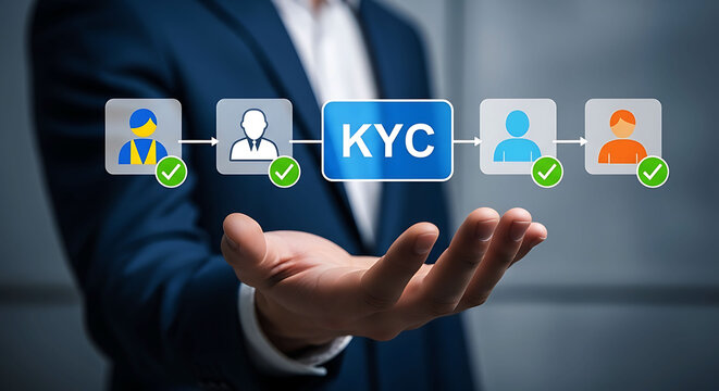 KYC know your customer verification process and identity authentication concept