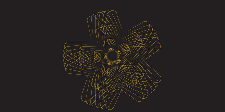 gold flower petals ornament on black background