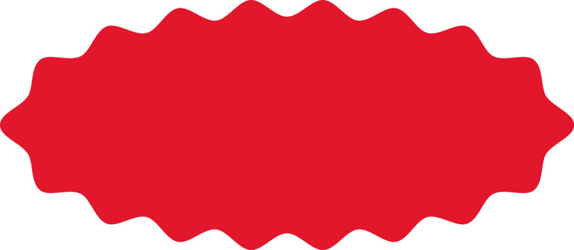 Starburst red sticker set - collection of special offer sale oval and round shaped sunburst labels and badges. Red starburst, sunburst, stamp, seal, label or burst, badge, sticker.