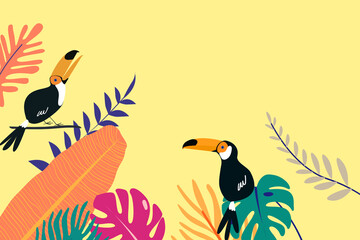 Colorful tropical toucan bird background, yellow design © Rawpixel.com