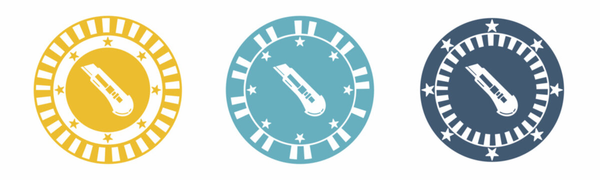Cutting knife icon. Cutting knife illustration label design. Design for business. Vector illustration.