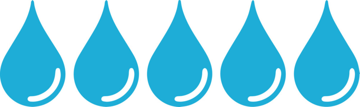 Row of five water droplets for conservation messaging