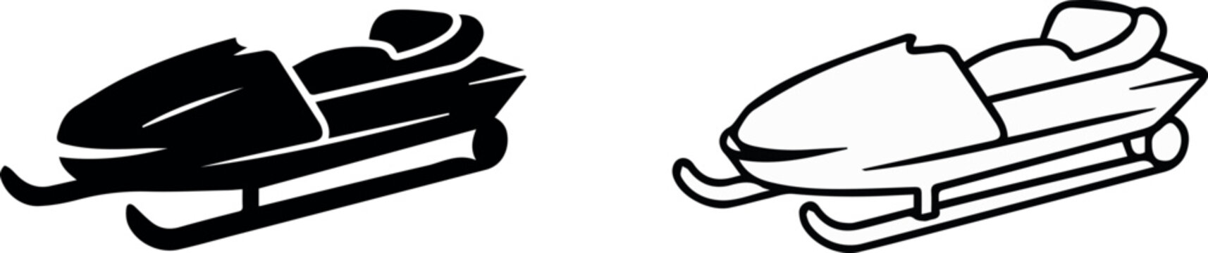 Bobsled silhouette icons for winter sports