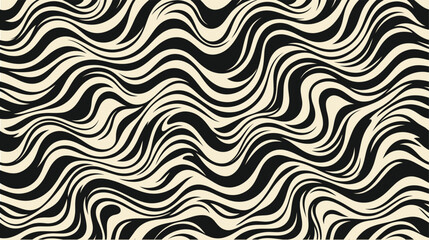 Obraz premium Seamless pattern with wavy black and cream colored lines creating a flowing liquid texture for fabric and projects