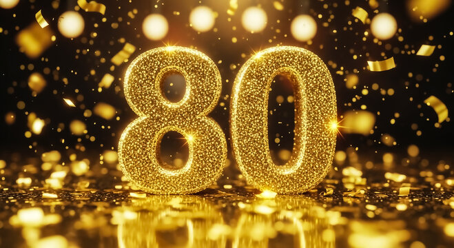 A vibrant 80th celebration featuring glittering golden