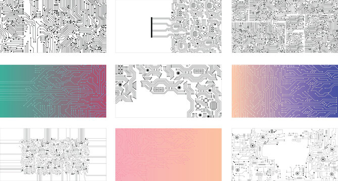 Modern Tech Circuit Line Designs. Vector EPS10