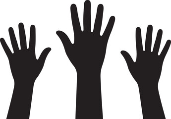 Fototapeta premium People or students with their hands raised flat icon for apps and websites
