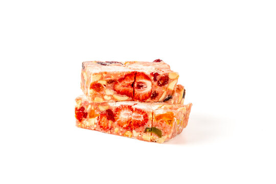 Taiwanese nougat, or Taiwanese sesame candy, is a popular souvenir known for its soft, chewy texture, fragrant milk flavor, and non-sticky feel. It typically contains crunchy almonds or other grains.
