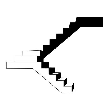 Minimalist Black and White Impossible Staircase Optical Illusion Illustration