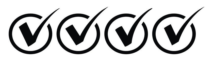 Check box icon with correct, accept checkmark icons tick box checked. Approve symbol. Flat round buttons set. Collection of vector symbol on white background. Vector illustration. EPS10  © Thought Leader
