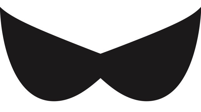 Stylized black mustache graphic element, vector icon, funny facial hair design, classic gentleman symbol, humor