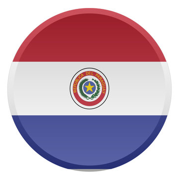 Paraguay Flag Transparent Round Button and 3D Glossy Disc Icon