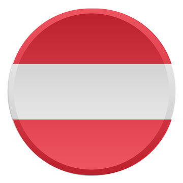 Realistic 3D Austria Flag Round Button and Glossy Disc Icon