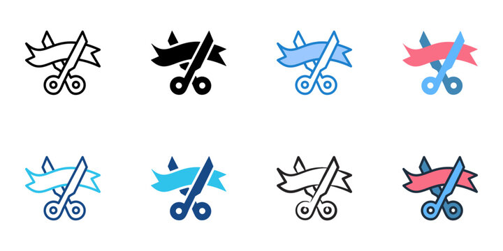 Grand opening icons set multiple style collection. Editable stroke 
