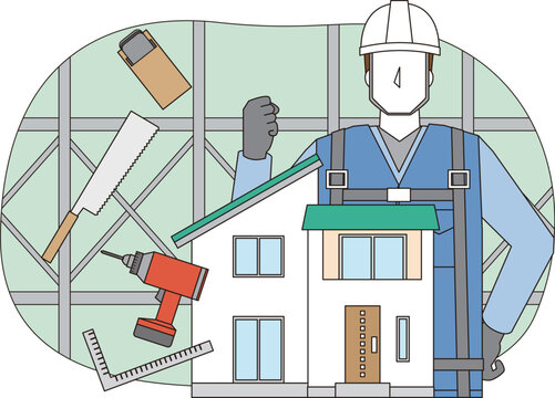 住宅を建設する男性作業員