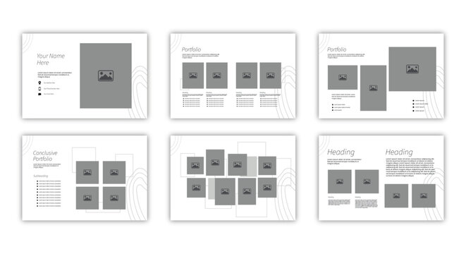 A collection of six blank presentation slides with various layouts for a Case Study Slides Set