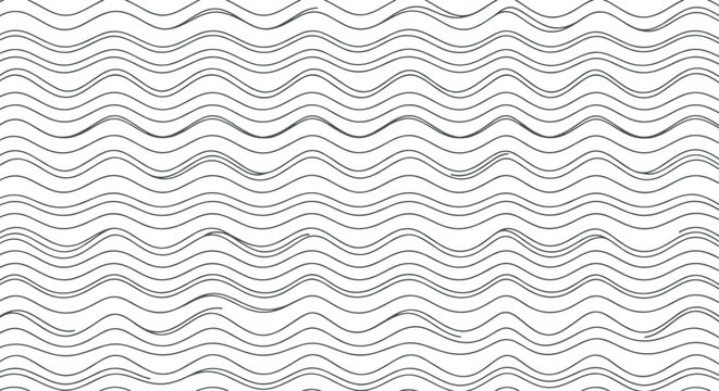 Abstract black and white pattern of horizontal wavy lines creating a rhythmic and fluid visual texture across the entire frame.