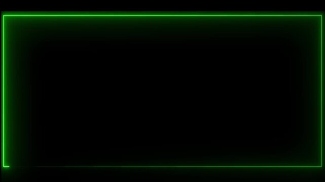 Green moving color rectangle neon frame box animation