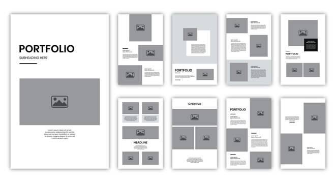 A collection of modern portfolio templates with clean design and layout for presenting case studies